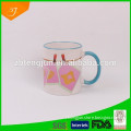 ceramic mug with photo decal ,and color glazed handle